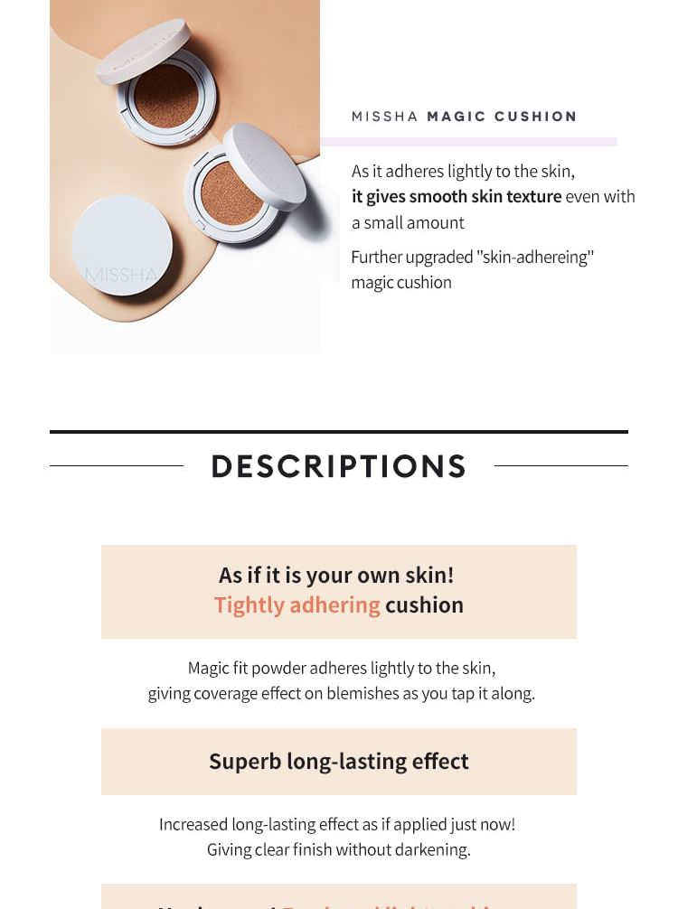 MISSHA 奇蹟氣墊粉底 #21 淺色 SPF50+ 15g